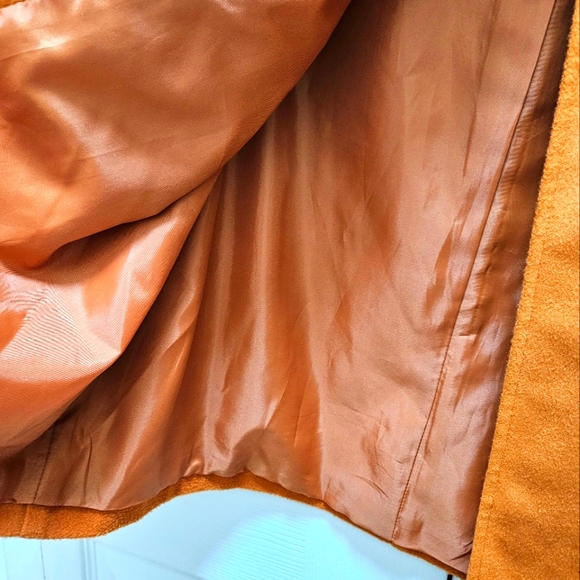 Harvé Bernard Petite Vintage Wool Burnt Orange Women's One Button Coat Jacket PL - Picture 5 of 7